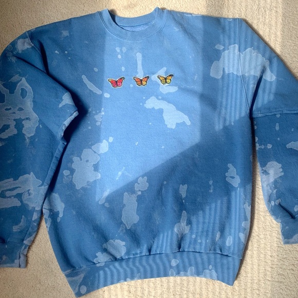 Hand stitched butterfly sweatshirt (one of a kind) - Picture 2 of 4